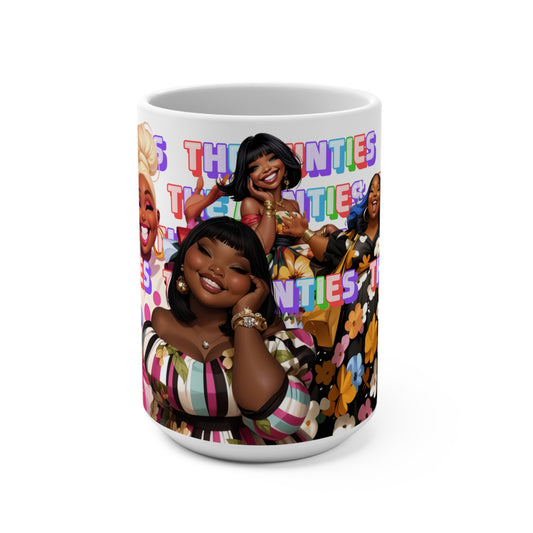 15oz Aunties Coffee Mug - Celebrate Sisterhood with Colorful Design
