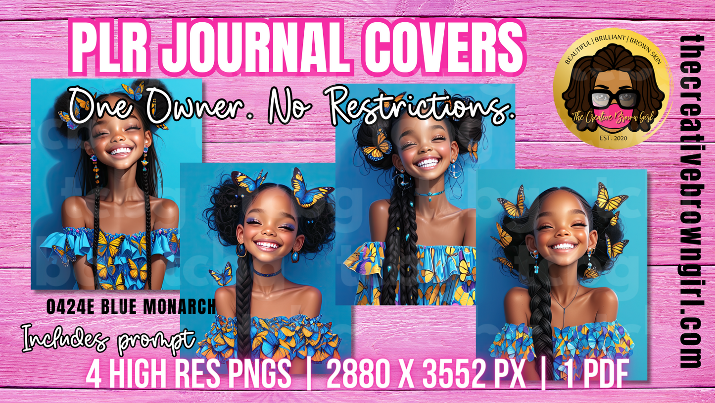PLR (Private Label Rights) DFY JOURNAL COVERS + PROMPT | 0424E BLUE MONARCH