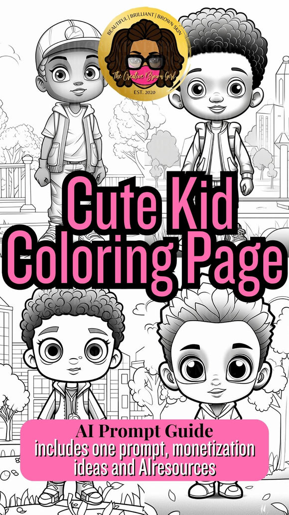 Midjourney Simple Prompt Guide - Cute Kid Coloring Page