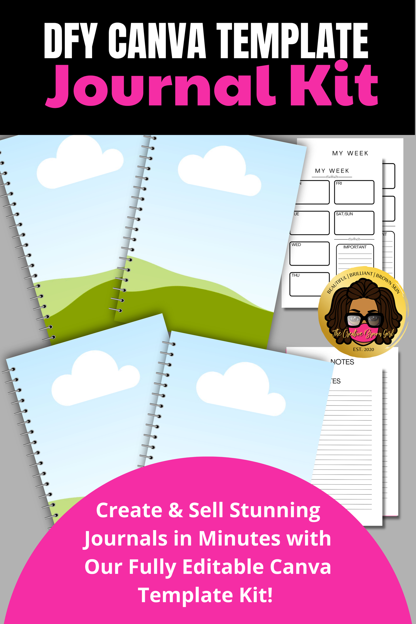 CANVA TEMPLATE | DFY MINI JOURNAL KIT | DRAG AND DROP DIGITAL PRODUCT