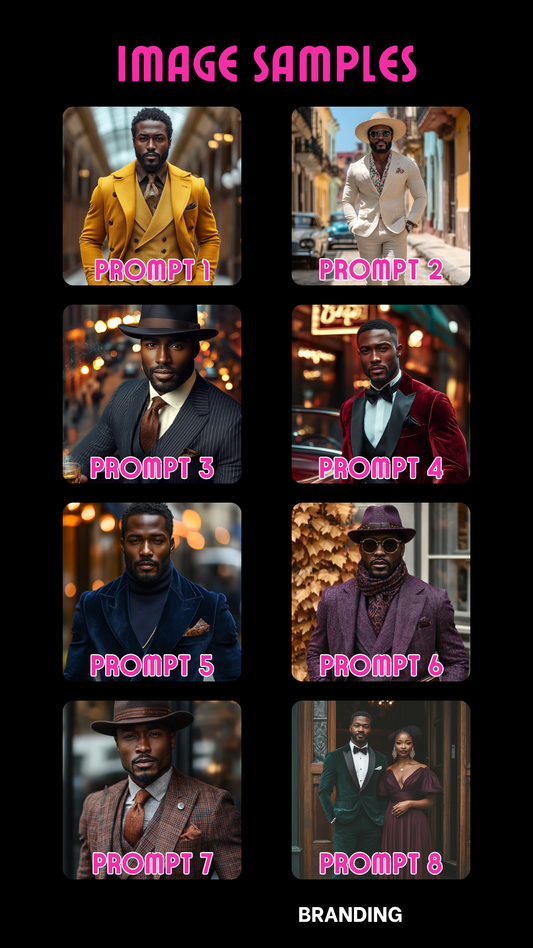 SARTORIAL SPLENDOR AI Prompt Guide – 8 Creative Hyperlinked Prompts