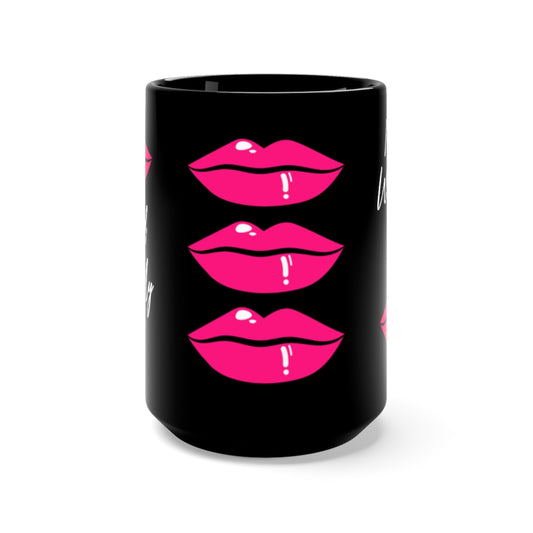 PINK LIPSTICK BLACK MUG