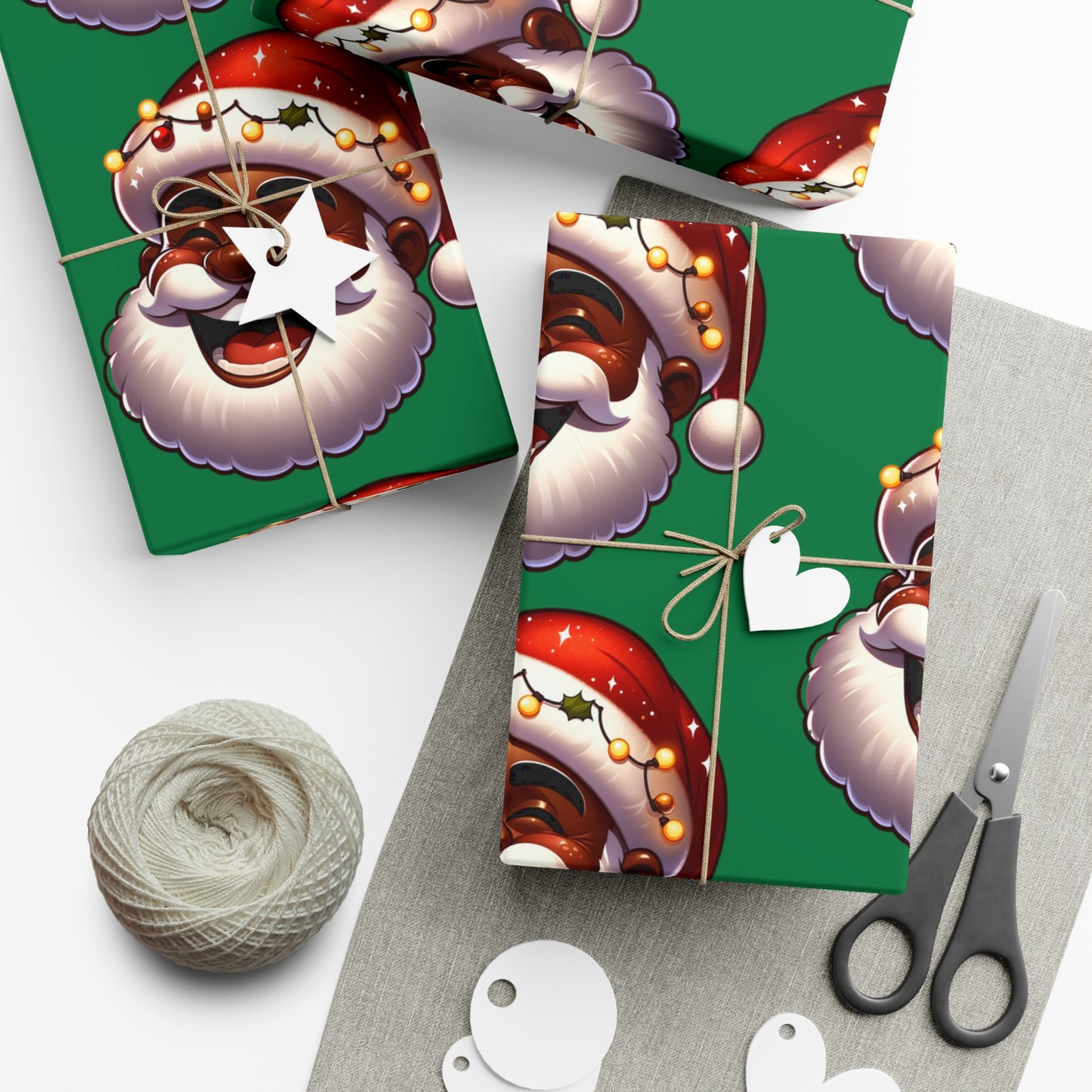 Jolly Santa Gift Wrap Papers (white beard)