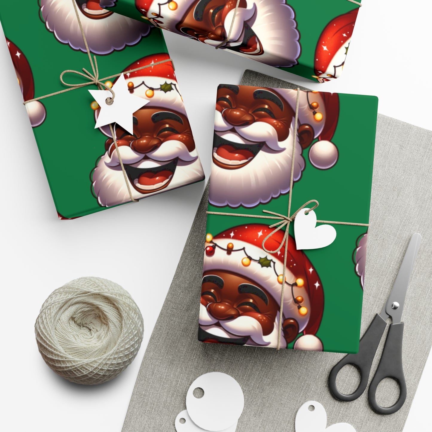 Jolly Santa Gift Wrap Papers (white beard)