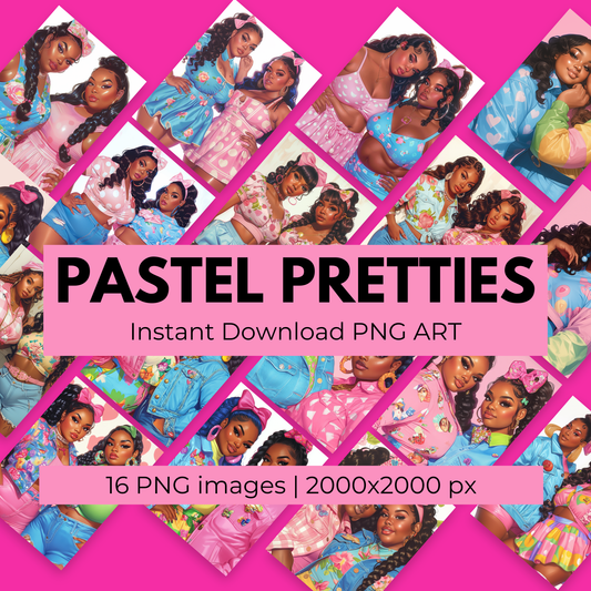 Pastel Pretties - Retro Meets Modern Art Collection | 16 PNGs