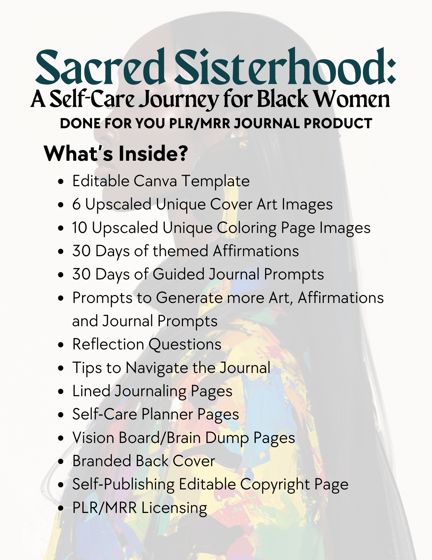 Sacred Sisterhood | PLR (Private Label Rights) Done For You Self-Publishing Journal plus Art and Prompts