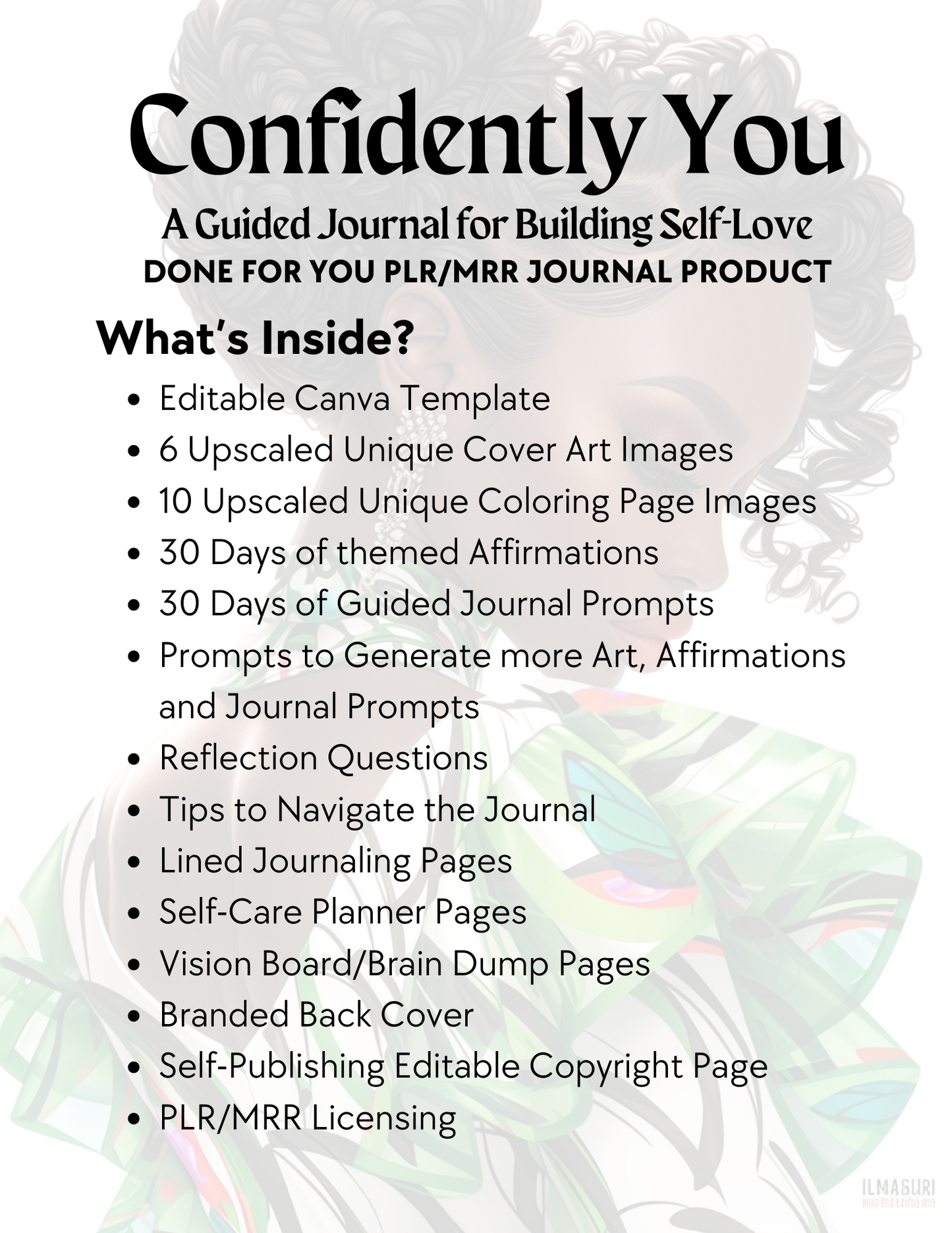 Confidently You | PLR (Private Label Rights) Done For You Self-Publishing Journal plus Art and Prompts