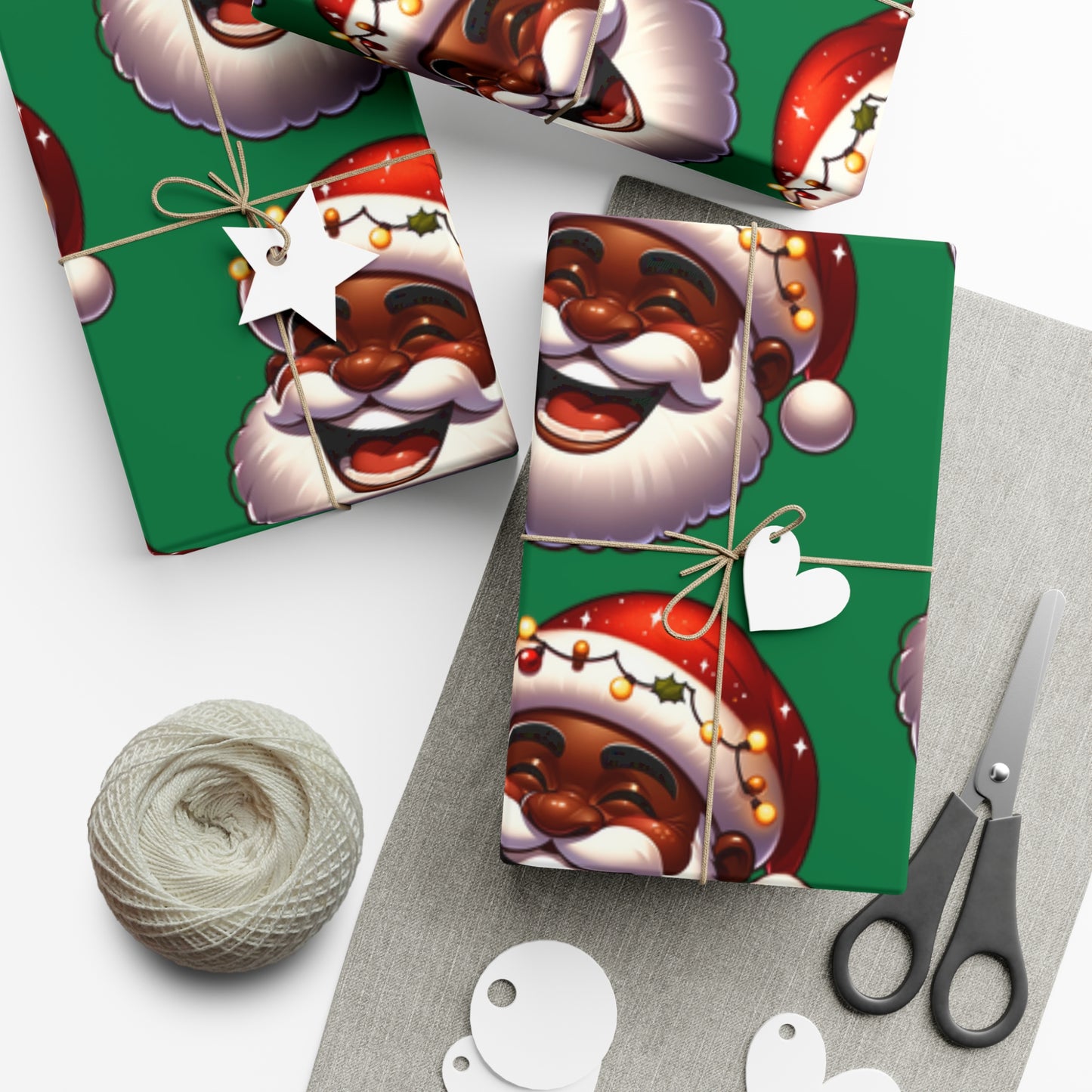 Jolly Santa Gift Wrap Papers (white beard)