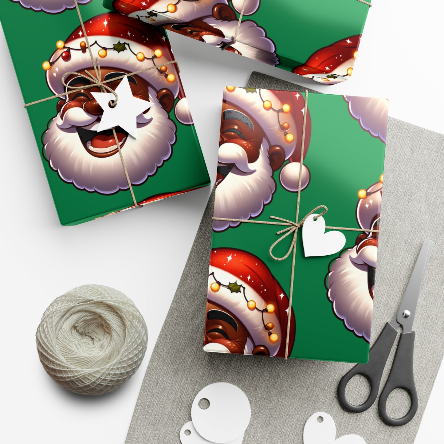 Jolly Santa Gift Wrap Papers (white beard)