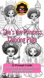 Midjourney Simple Prompt Guide - She's the Princess Coloring Page