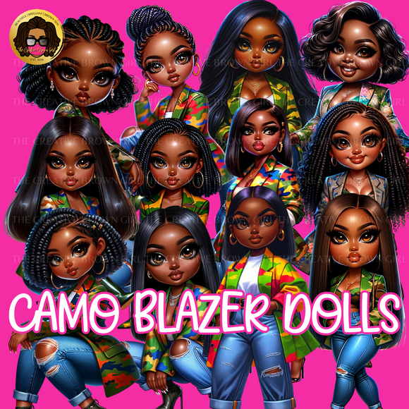 Camo Blazer Dolls Clipart