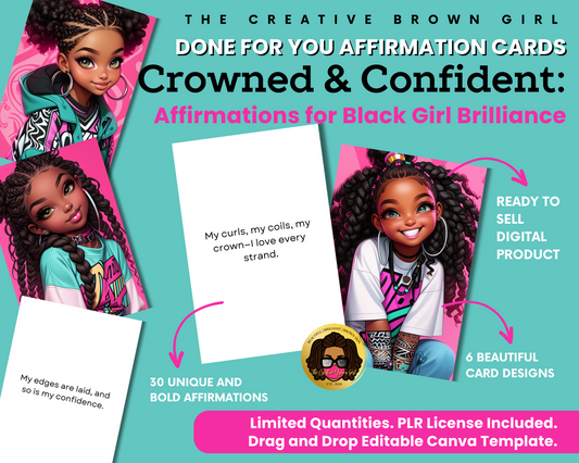 CROWNED AND CUTE | PLR AFFIRMATION DECK