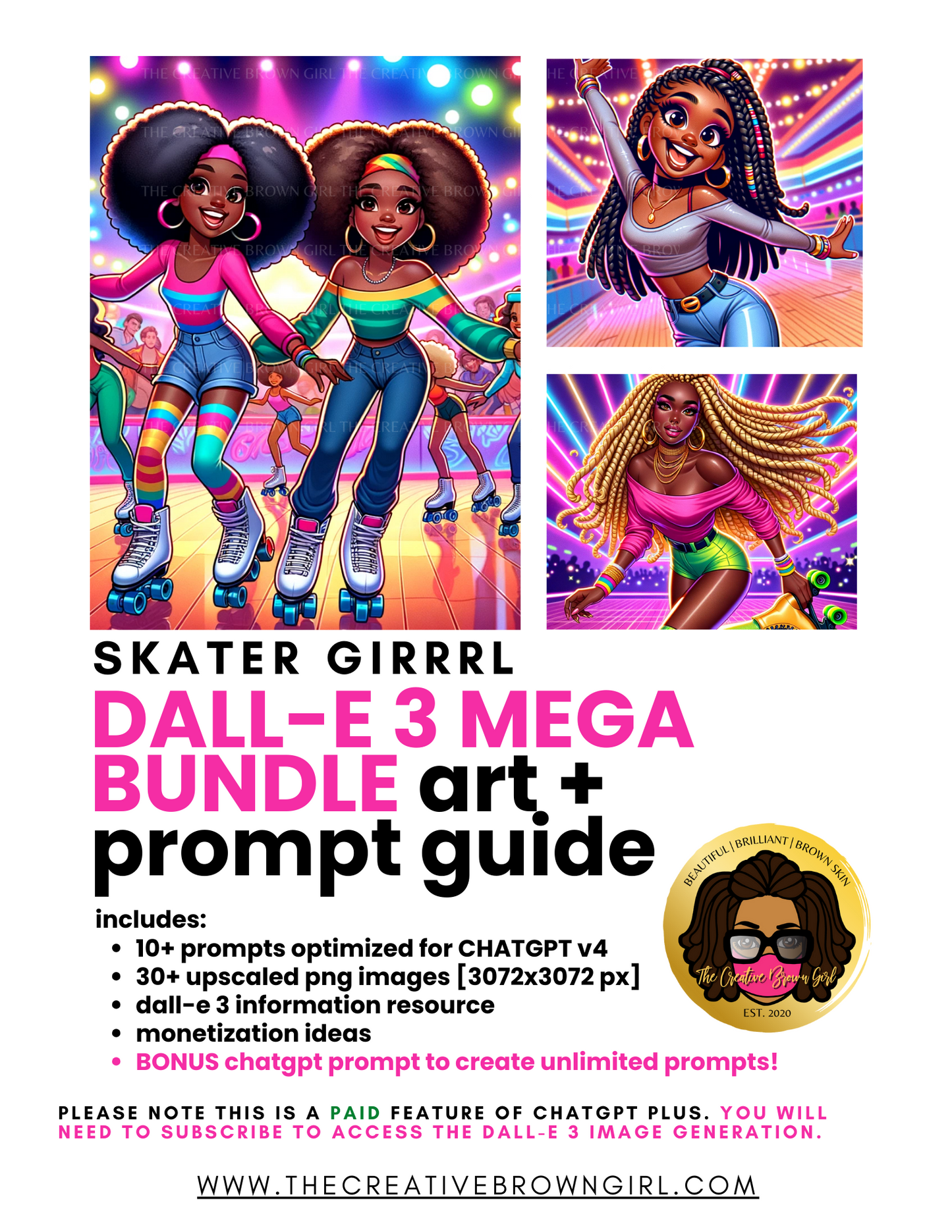 SKATER GIRRRL | MEGA ART + CHATGPT PROMPT GUIDE BUNDLE