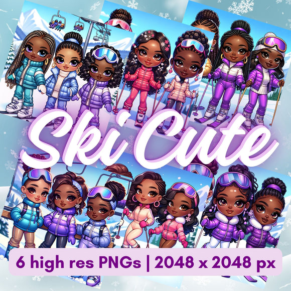 Ski Cute Dolls Clipart