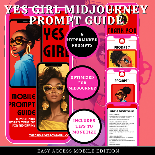 YES GIRL MOBILE AI Prompt Guide – 8 Creative Hyperlinked Prompts for Stunning MidJourney Art