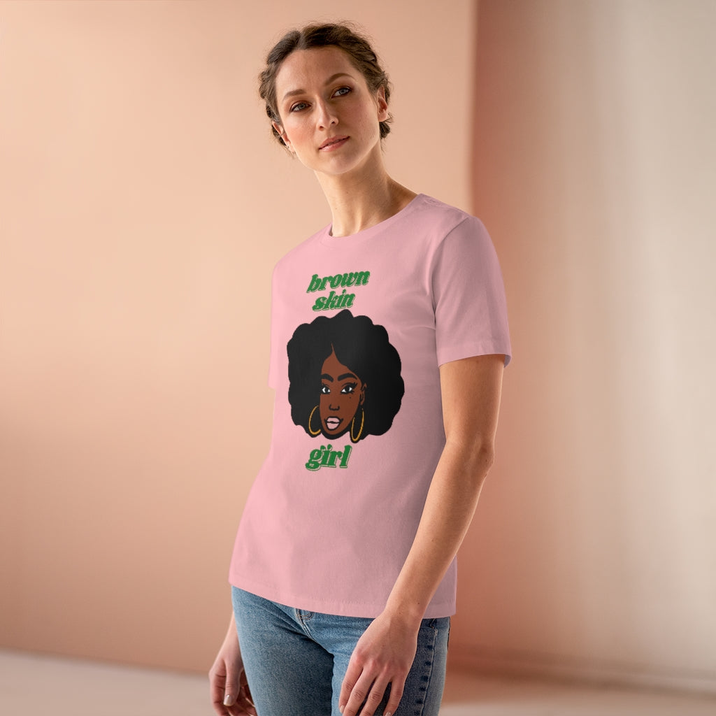 Brown Skin Girl Tee (green text)