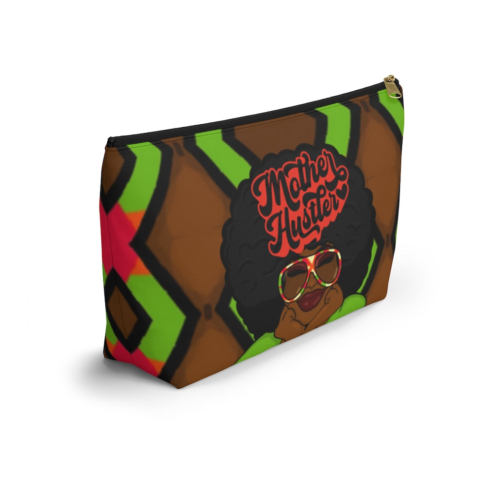 MOTHER HUSTLER Accessory Pouch w T-bottom (LIME ZIGZAG)