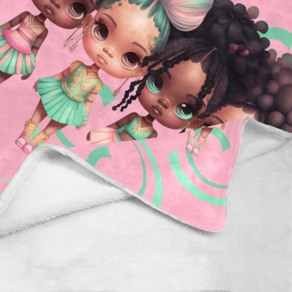 TINY DANCERS Plush Blanket - COTTON CANDY AND MINT