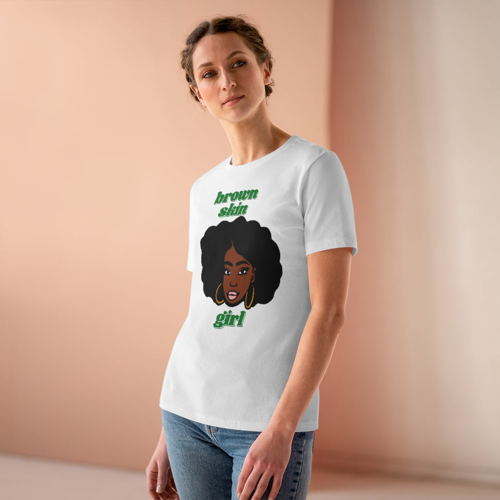 Brown Skin Girl Tee (green text)