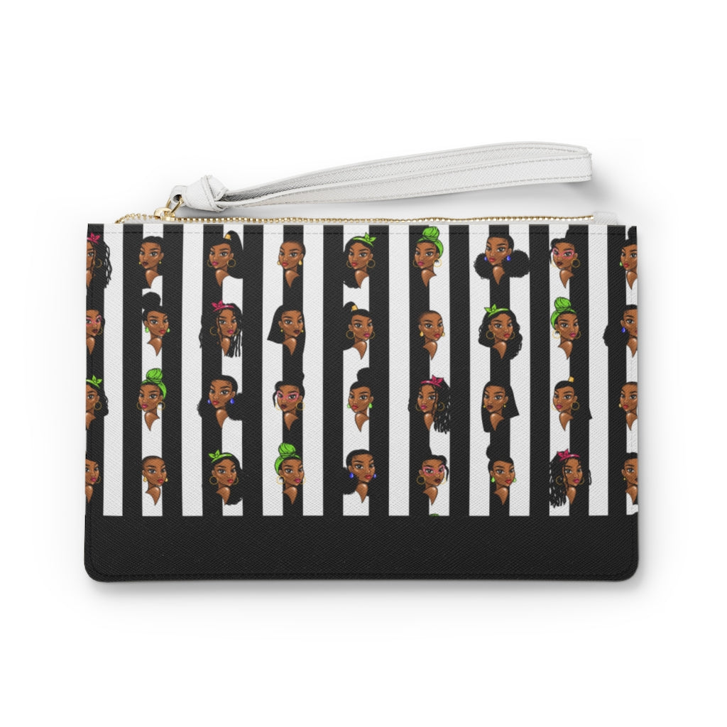 GURLZ B&W STRIPE Clutch Bag