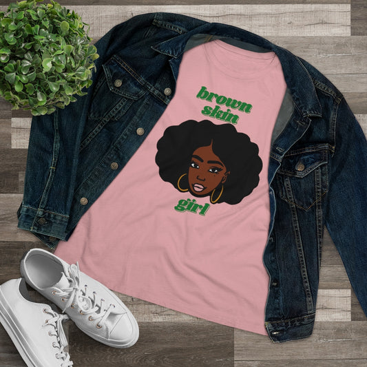 Brown Skin Girl Tee (green text)