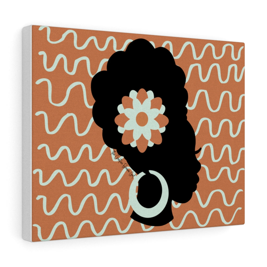 FLOWER IN HER HAIR Canvas Gallery Wrap - DUSTY BLUE