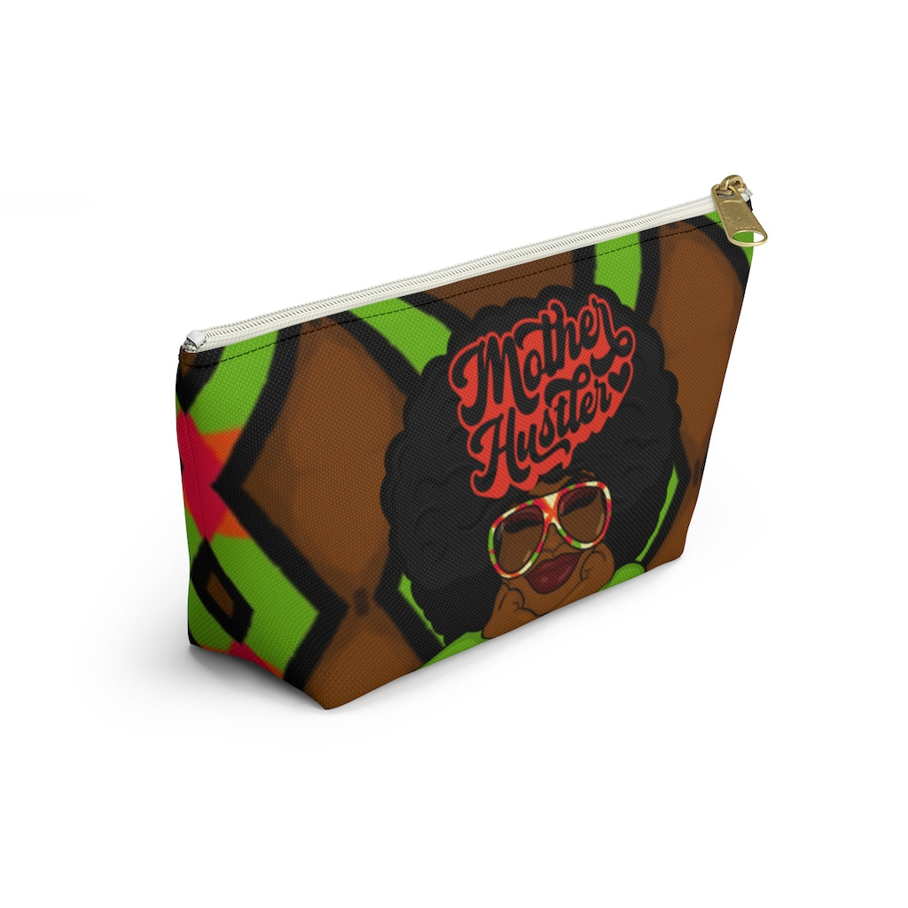 MOTHER HUSTLER Accessory Pouch w T-bottom (LIME ZIGZAG)