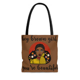 HEY BROWN GIRL FLORAL BROWN Tote Bag