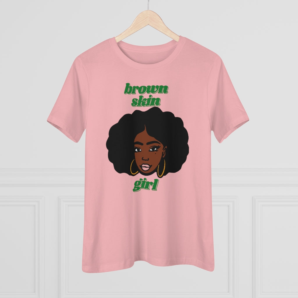 Brown Skin Girl Tee (green text)