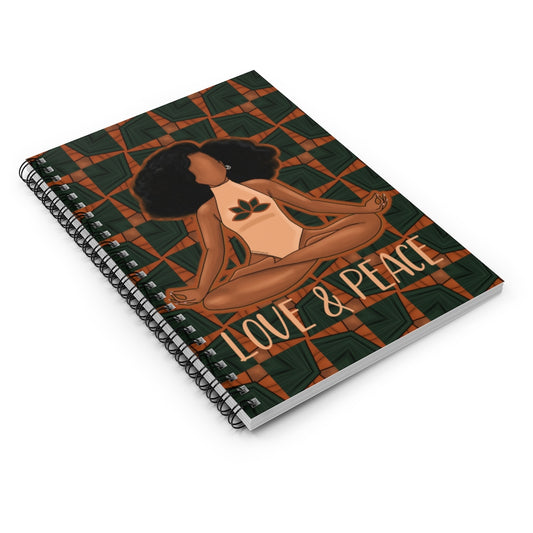 LOVE+PEACE Spiral Notebook FOREST GREEN