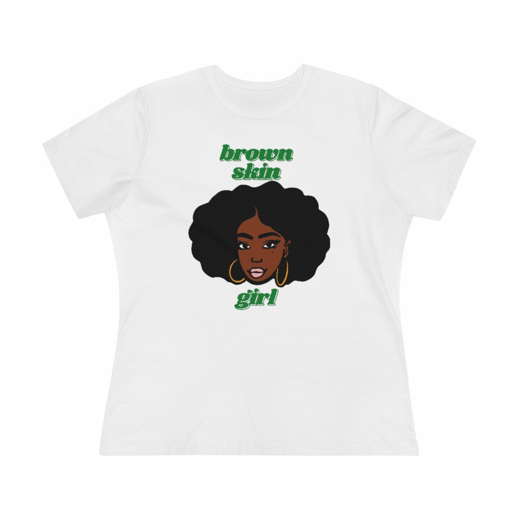 Brown Skin Girl Tee (green text)