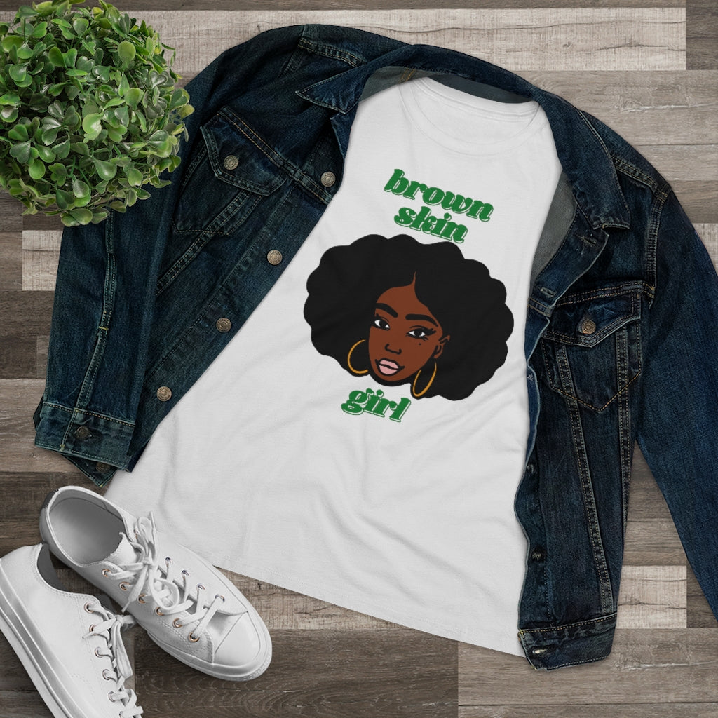 Brown Skin Girl Tee (green text)