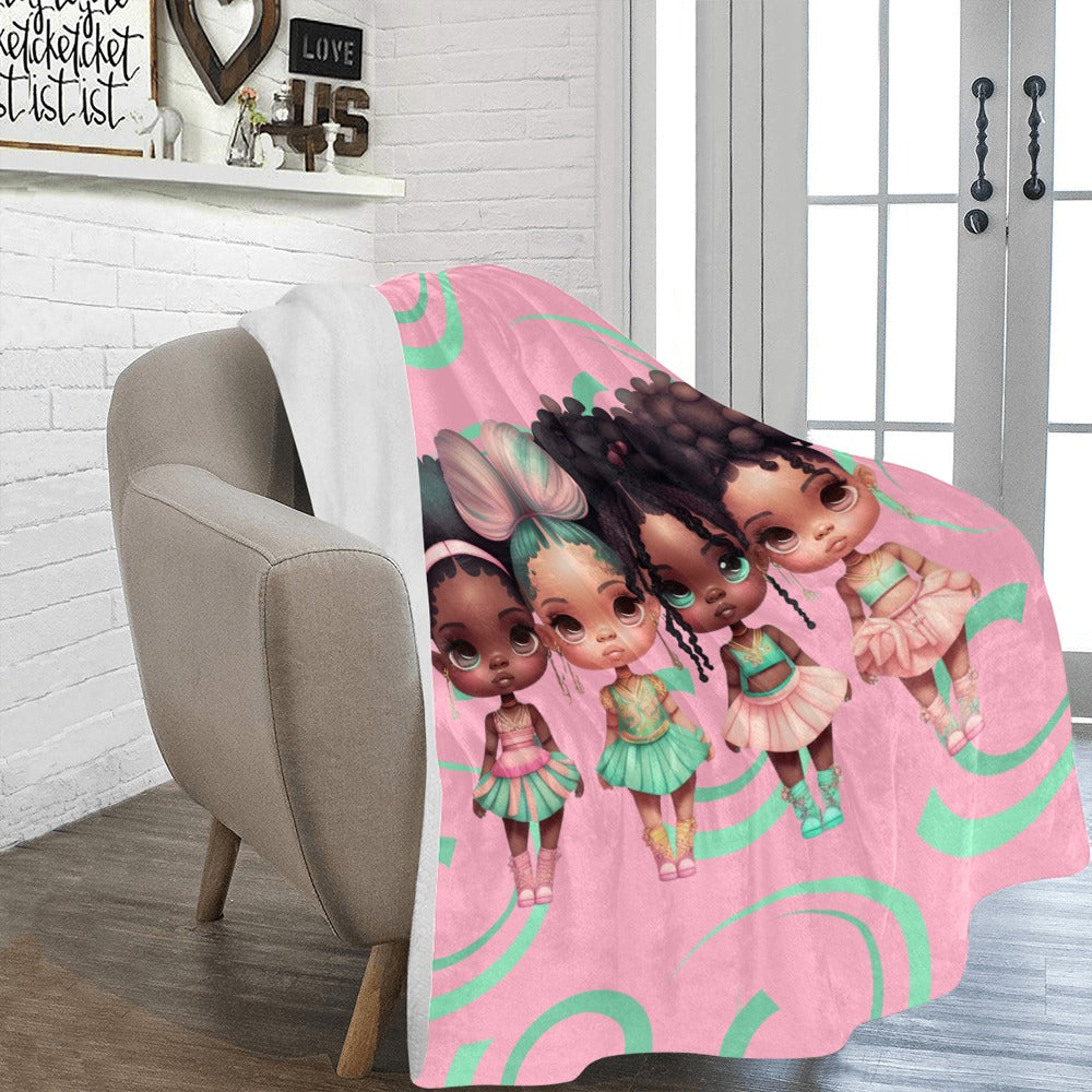 TINY DANCERS Plush Blanket - COTTON CANDY AND MINT