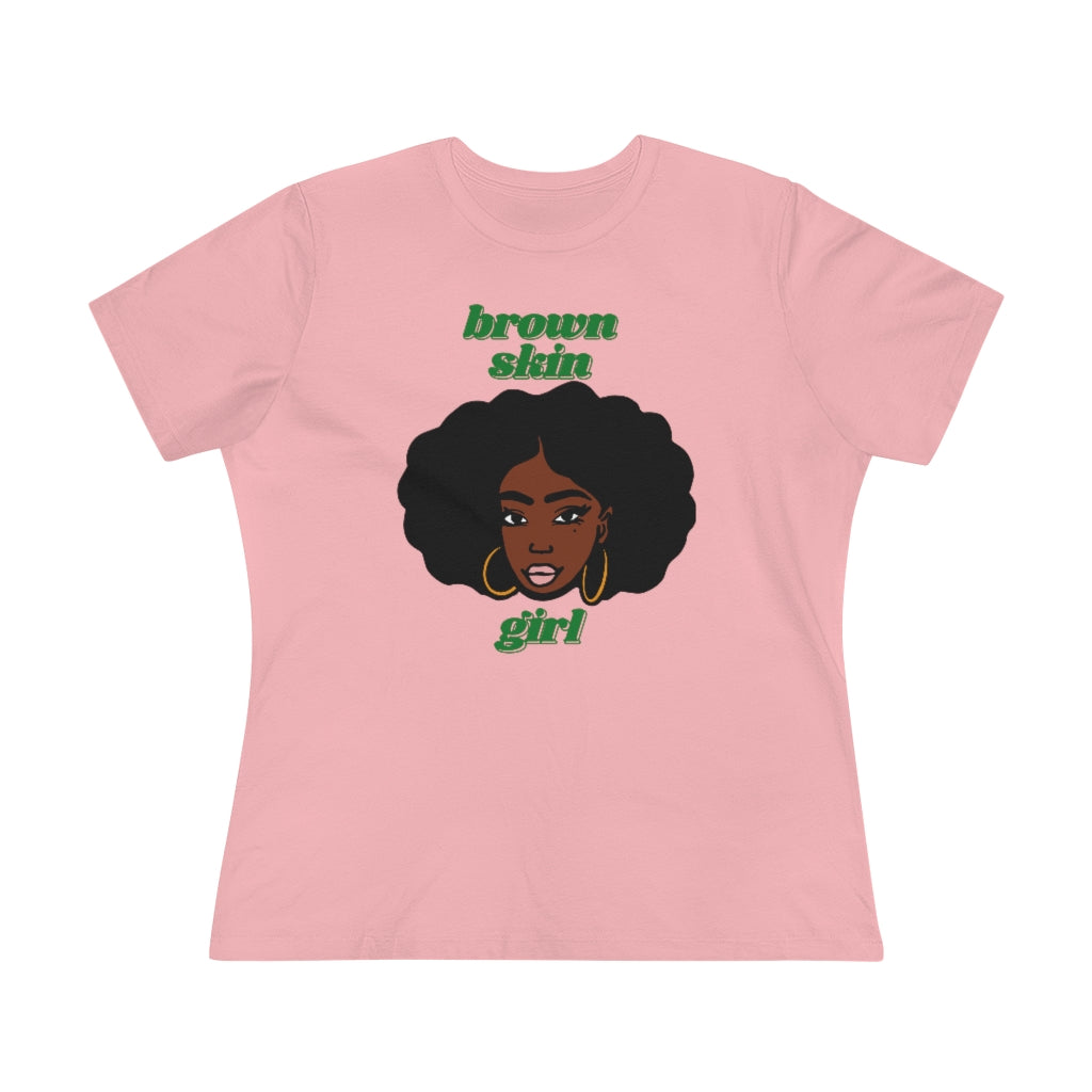 Brown Skin Girl Tee (green text)