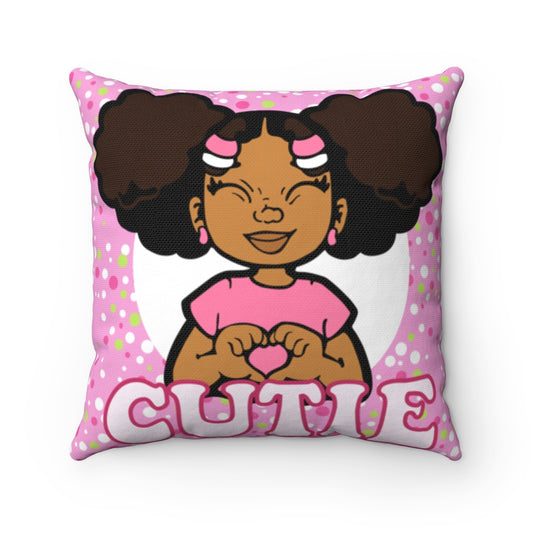 AFRO PUFFS CUTIE PILLOW PINK