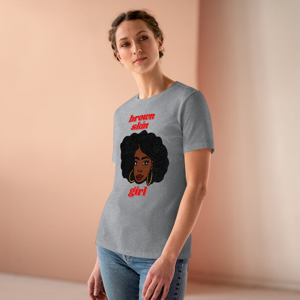 Brown Skin Girl Tee (red text)