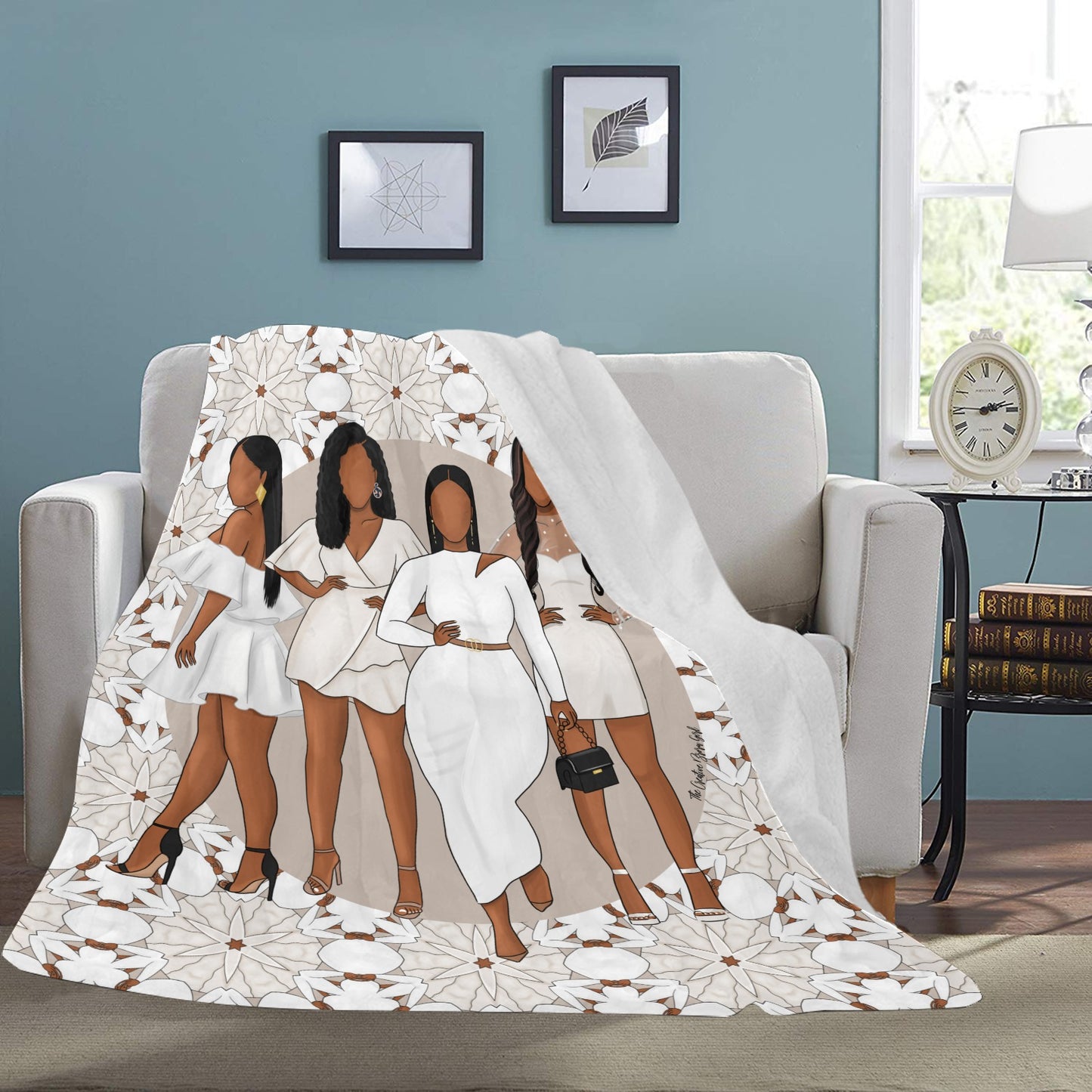 GLAM WHITE ABSTRACT Plush Blanket