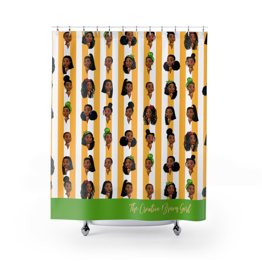 HOLLA AT YA GURLZ Yellow Stripe Shower Curtain