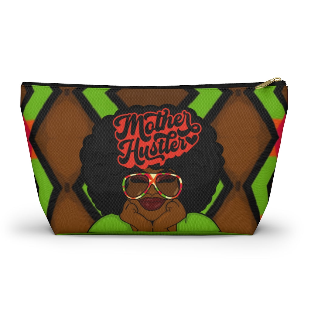 MOTHER HUSTLER Accessory Pouch w T-bottom (LIME ZIGZAG)