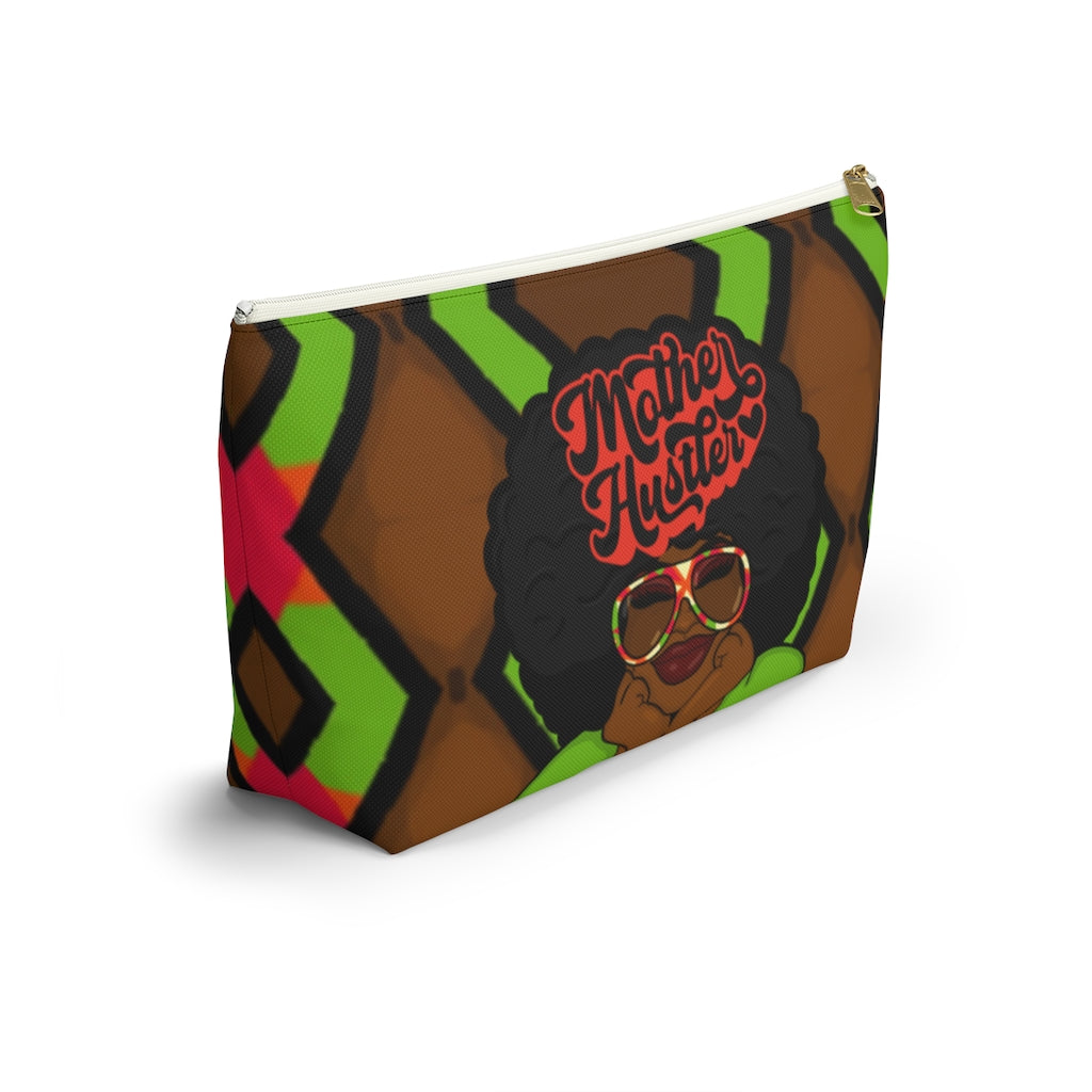 MOTHER HUSTLER Accessory Pouch w T-bottom (LIME ZIGZAG)