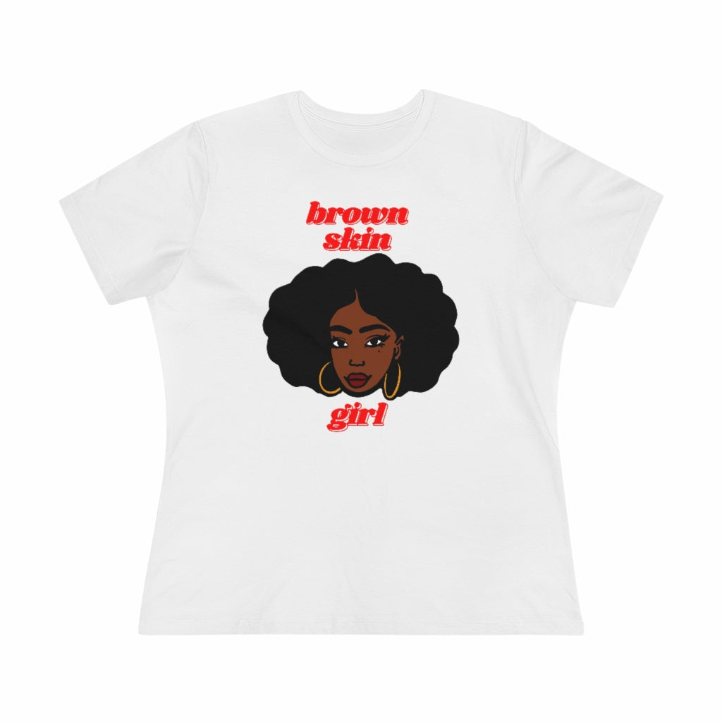 Brown Skin Girl Tee (red text)