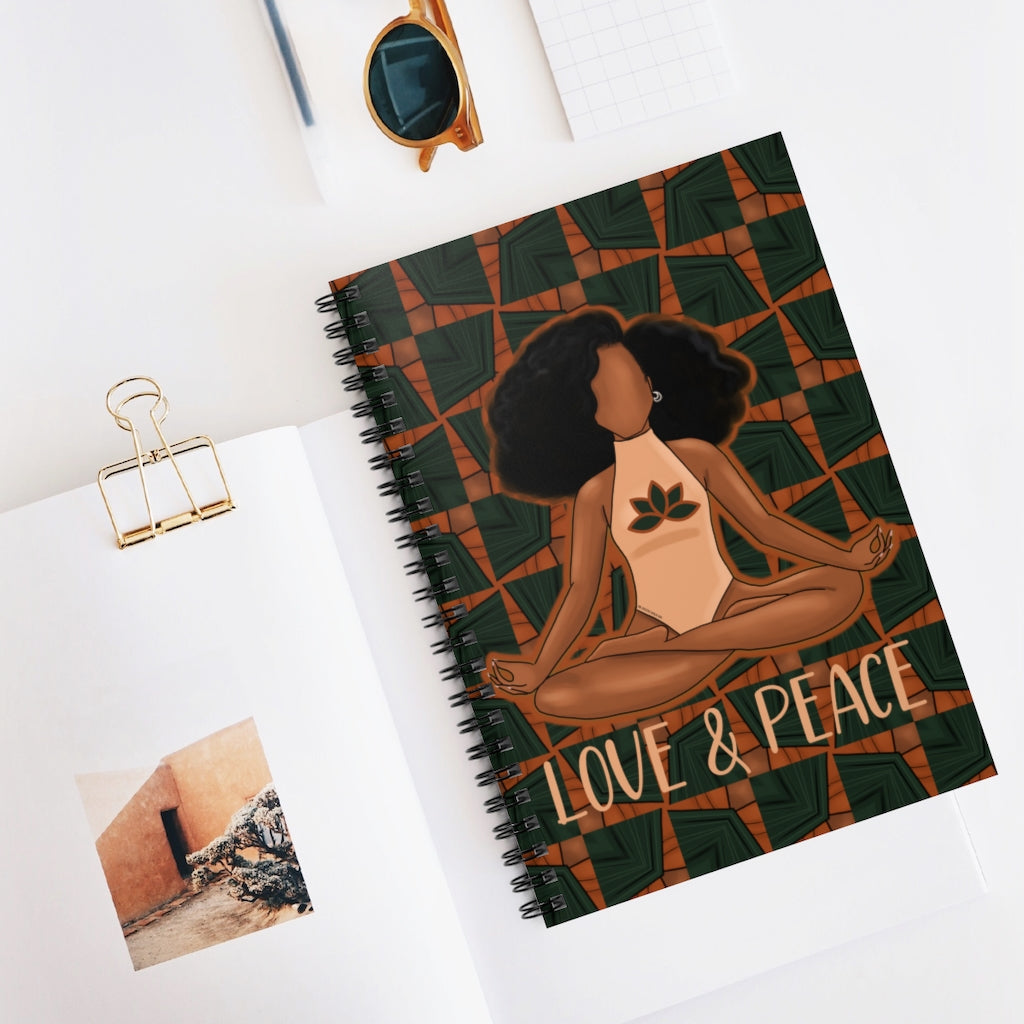 LOVE+PEACE Spiral Notebook FOREST GREEN