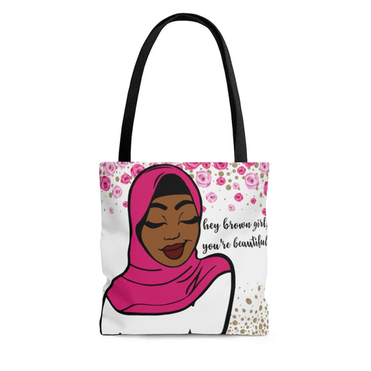 HEY BROWN GIRL HIJAB PINK Tote Bag