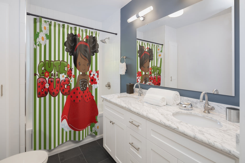 LITTLE LADYBUG STRIPE Shower Curtain