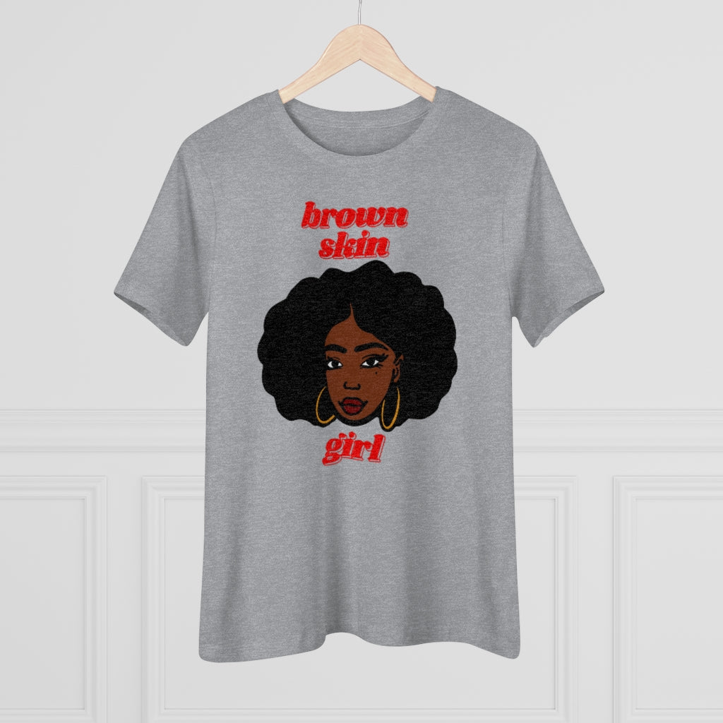 Brown Skin Girl Tee (red text)