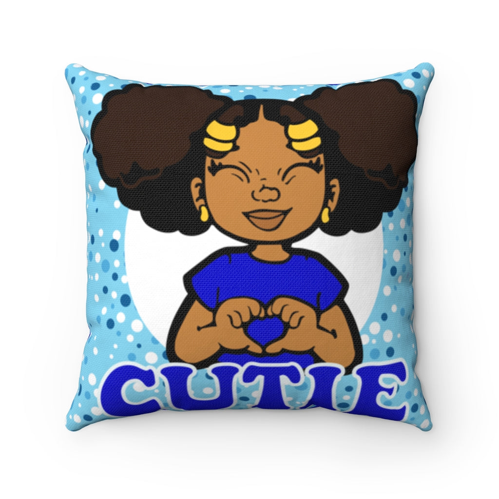 AFRO PUFFS CUTIE PILLOW BLUE