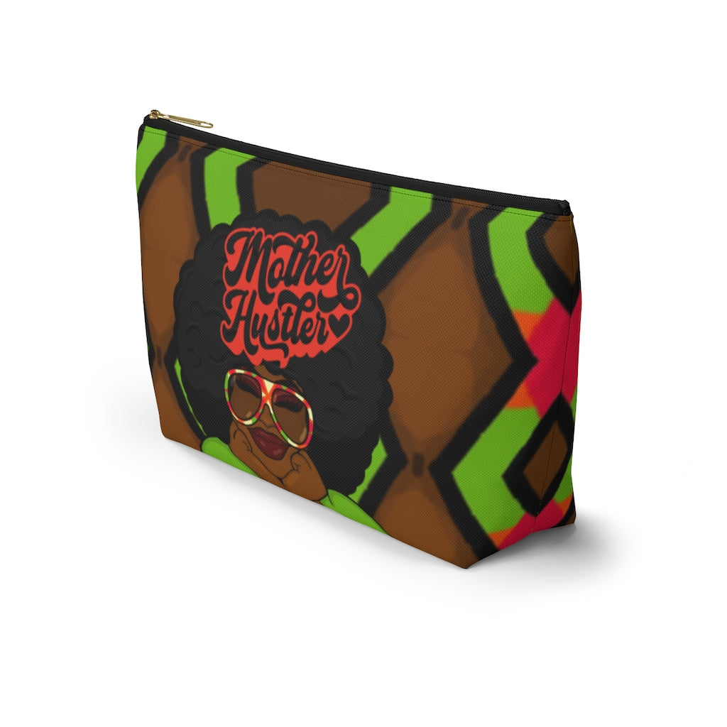 MOTHER HUSTLER Accessory Pouch w T-bottom (LIME ZIGZAG)