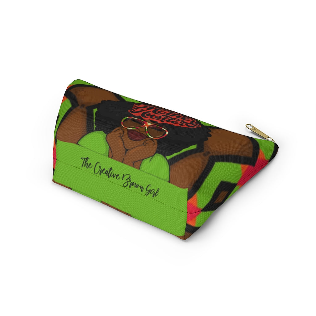 MOTHER HUSTLER Accessory Pouch w T-bottom (LIME ZIGZAG)