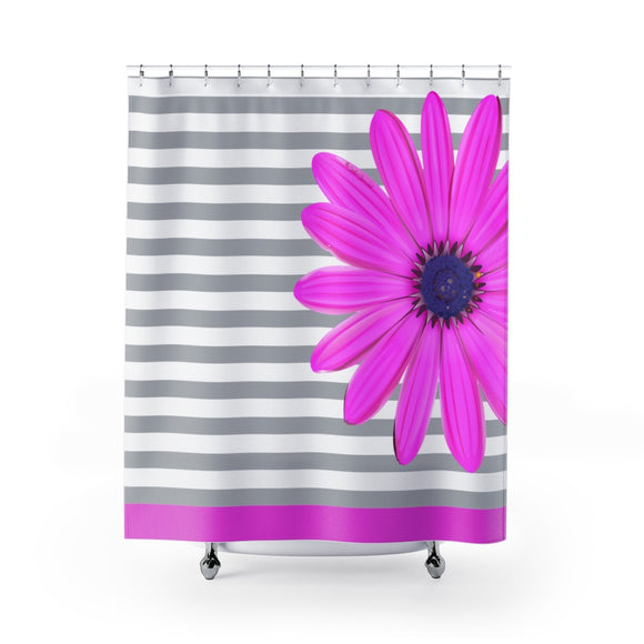 FLORAL GRAY AND PINK Shower Curtain