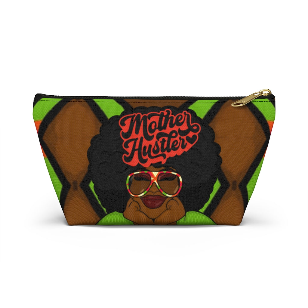 MOTHER HUSTLER Accessory Pouch w T-bottom (LIME ZIGZAG)